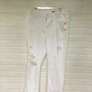 NWT NEW PAIGE White Ripped Brigitte Boyfriend Skinny Jeans - Org. $209 - Size 32